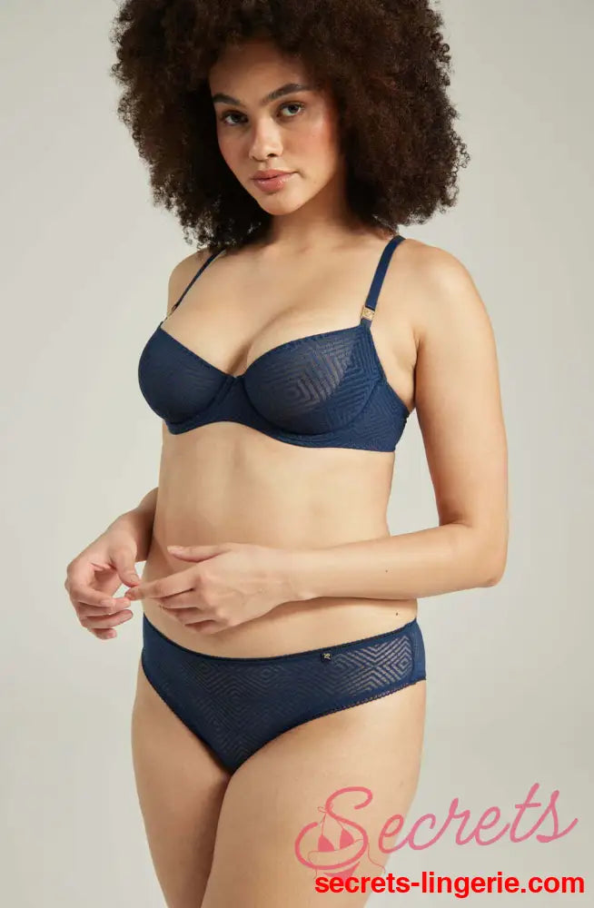 The Sheer Deco Lift Balcony Bra Navy Up to GG Cup