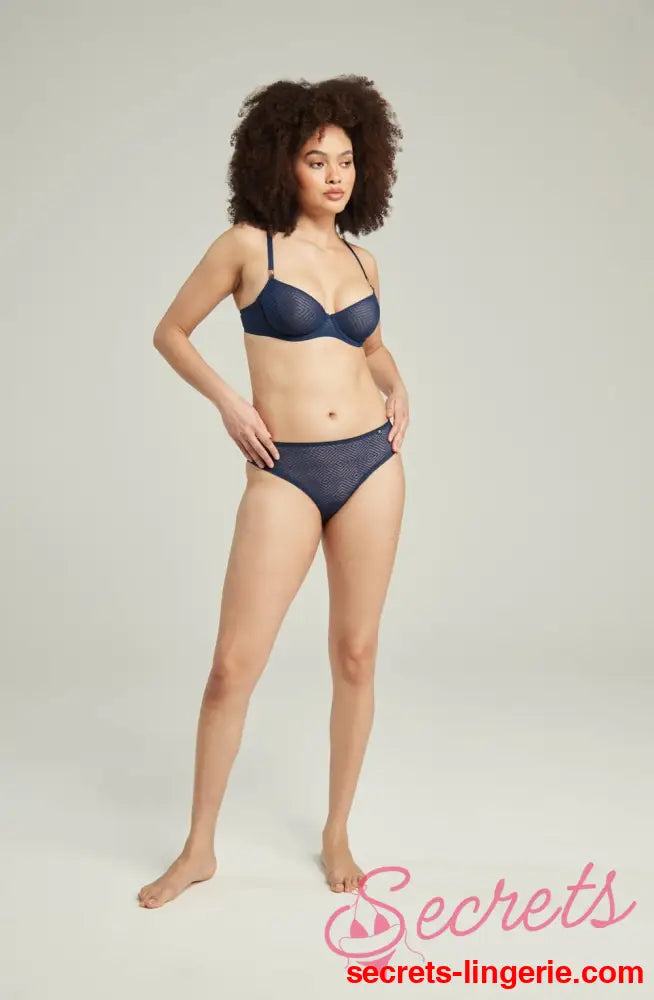 The Sheer Deco Lift Balcony Bra Navy Up to GG Cup