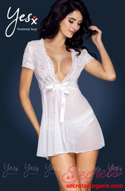 Yesx YX169 3pc Gown,panty & Belt White - White / S/M