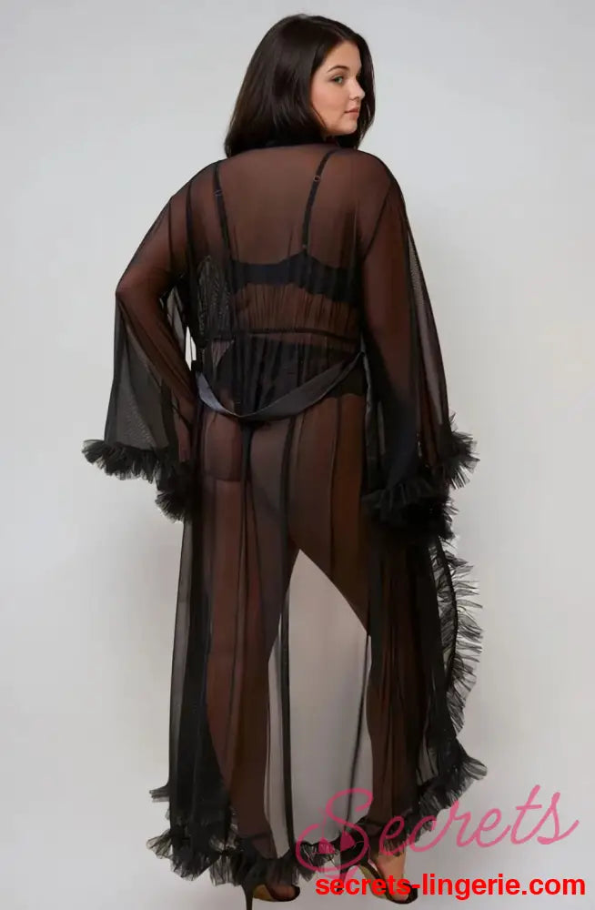 YesX YX735Q Sexy Mesh Ruffled Long Robe