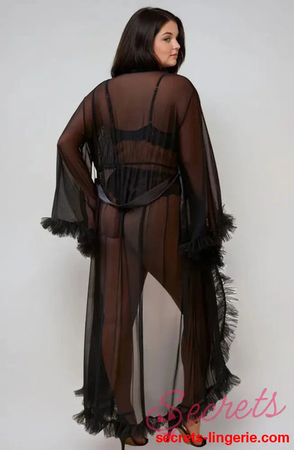 YesX YX735Q Sexy Mesh Ruffled Long Robe