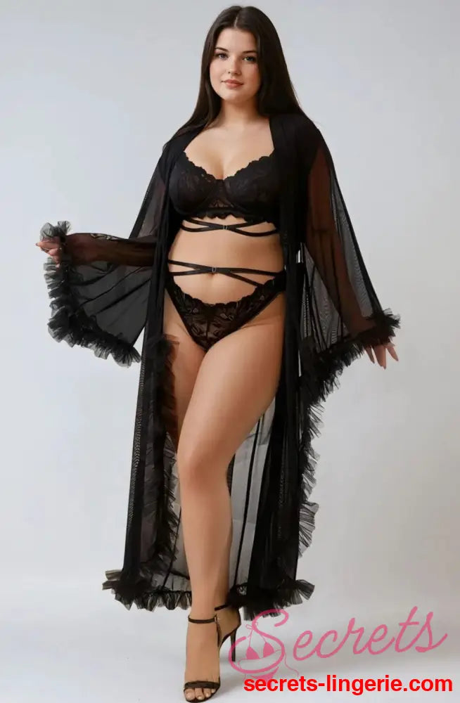 YesX YX735Q Sexy Mesh Ruffled Long Robe
