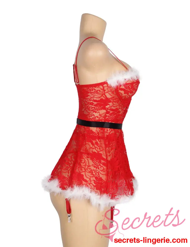 YesX YX7875 Christmas Sexy Floral Babydoll