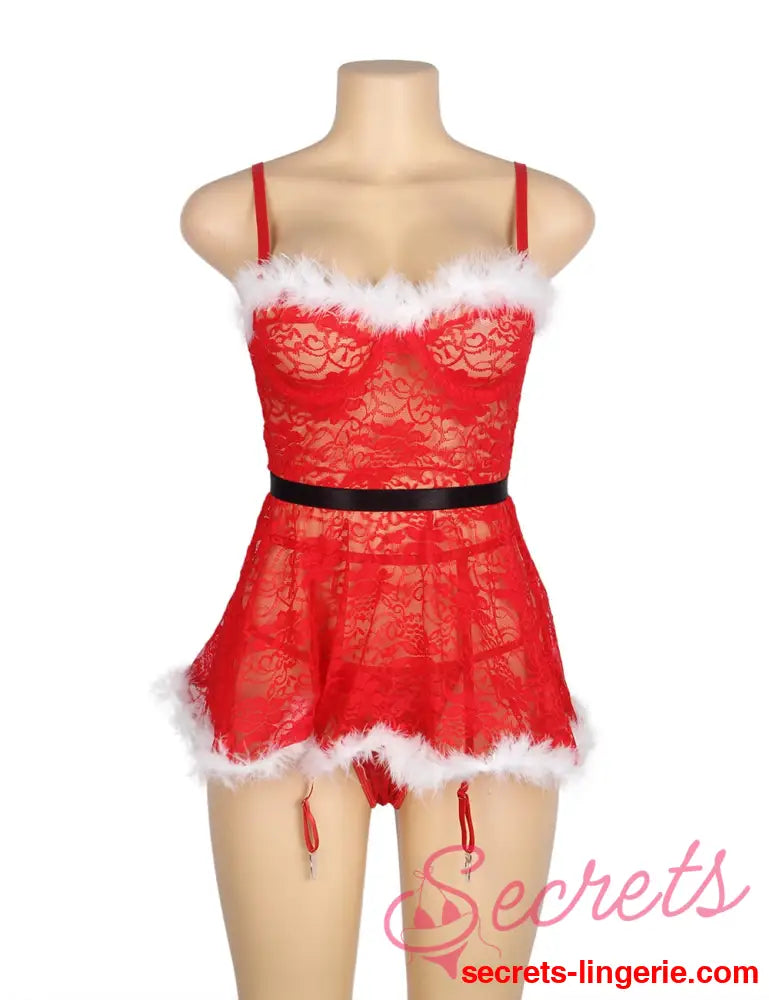 YesX YX7875 Christmas Sexy Floral Babydoll
