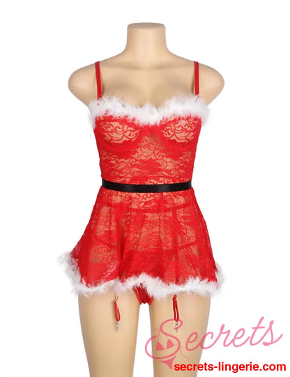 YesX YX7875 Christmas Sexy Floral Babydoll