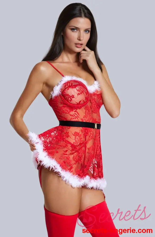 YesX YX7875 Christmas Sexy Floral Babydoll