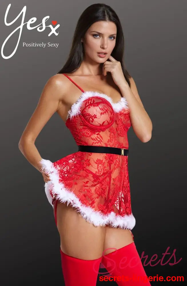YesX YX7875 Christmas Sexy Floral Babydoll