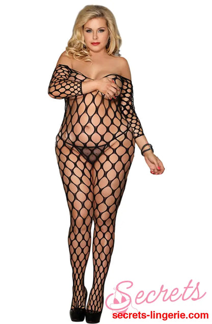 YesX YX811Q Bodystocking - Black / One Size (Plus)