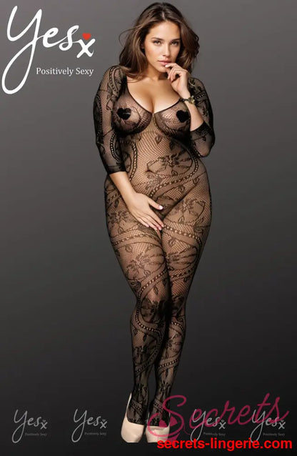 YesX YX812Q Bodystocking - Nero (Black) / One Size (Plus)