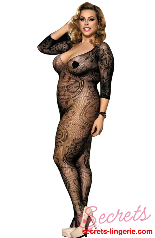 YesX YX812Q Bodystocking - Nero (Black) / One Size (Plus)