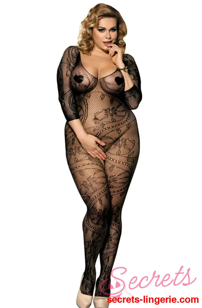 YesX YX812Q Bodystocking - Nero (Black) / One Size (Plus)