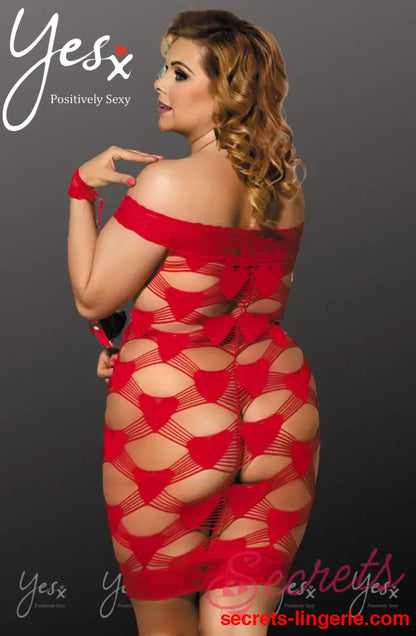 YesX YX822Q Plus Size Hearts & Handcuffs! - Red / One Size (Plus)