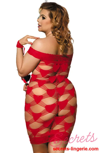 YesX YX822Q Plus Size Hearts & Handcuffs! - Red / One Size (Plus)