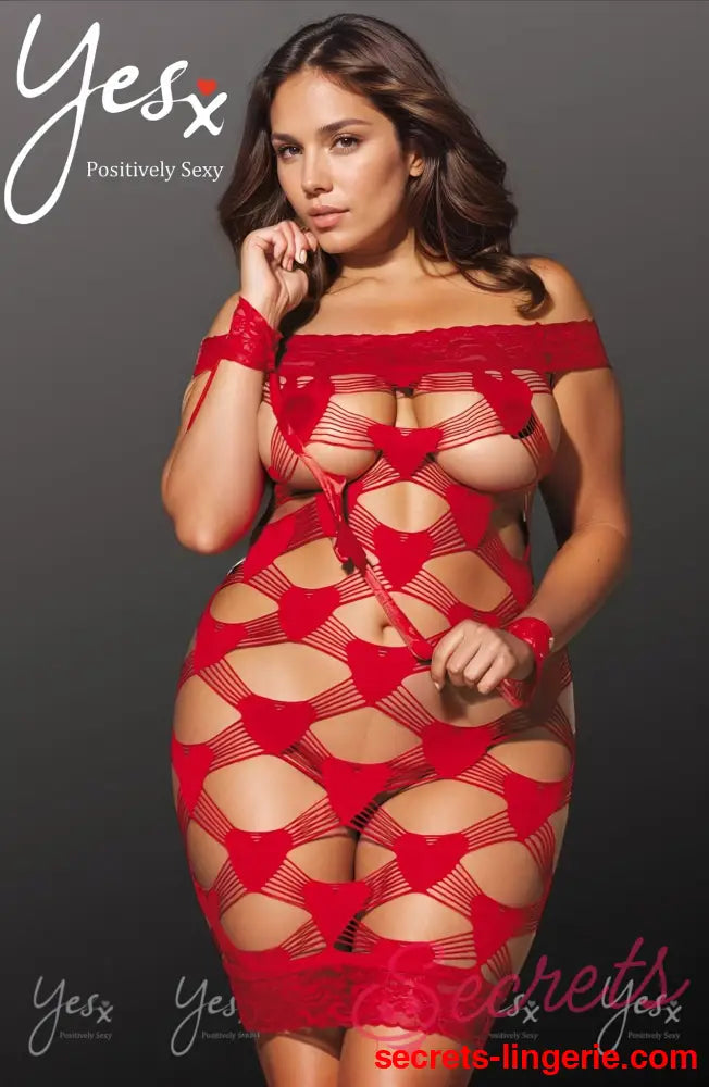 YesX YX822Q Plus Size Hearts & Handcuffs! - Red / One Size (Plus)