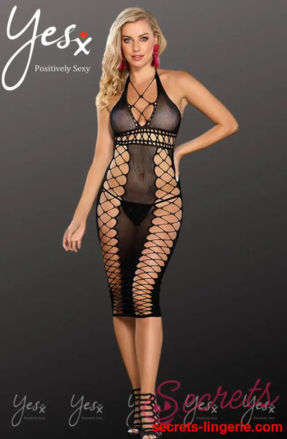 YesX YX834 Bodystocking Dress - Black / One Size