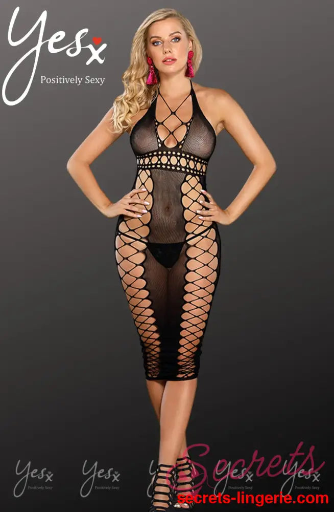 YesX YX834 Bodystocking Dress - Black / One Size