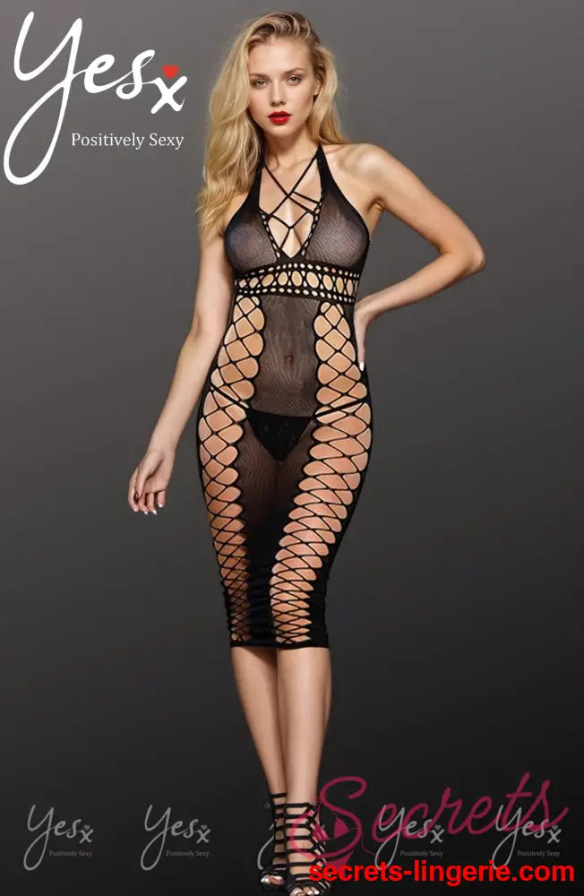 YesX YX834 Bodystocking Dress - Black / One Size