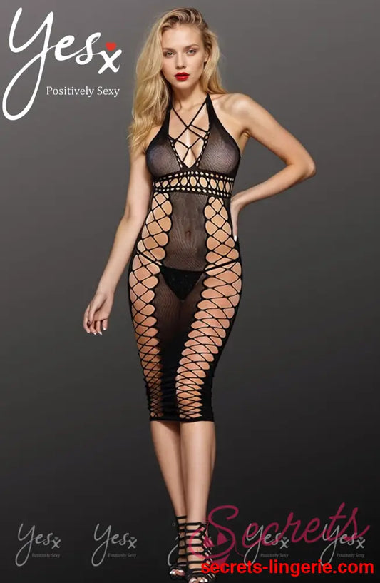 YesX YX834 Bodystocking Dress - Black / One Size