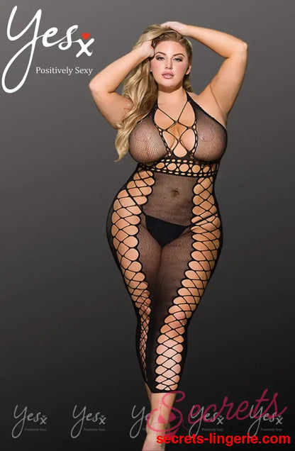 YesX YX834Q Bodystocking Dress - Black / One Size (Plus)