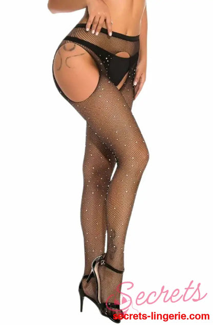 YesX YX850 Sparkly Fishnet Black - Black / XS/M