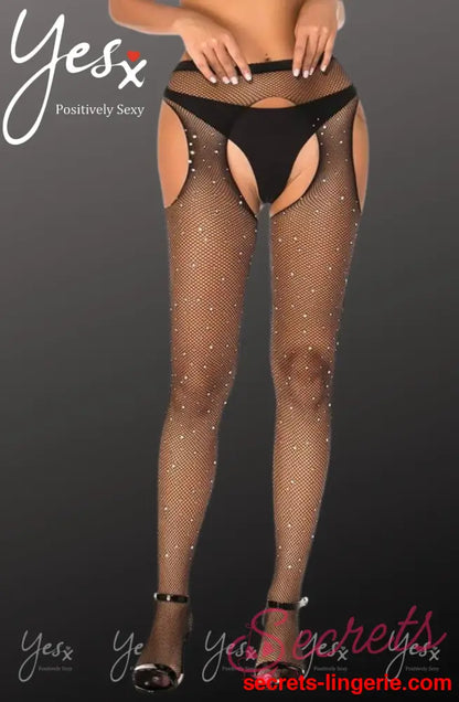 YesX YX850 Sparkly Fishnet Black - Black / XS/M