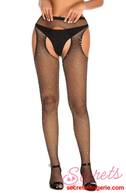YesX YX850 Sparkly Fishnet Black - Black / XS/M