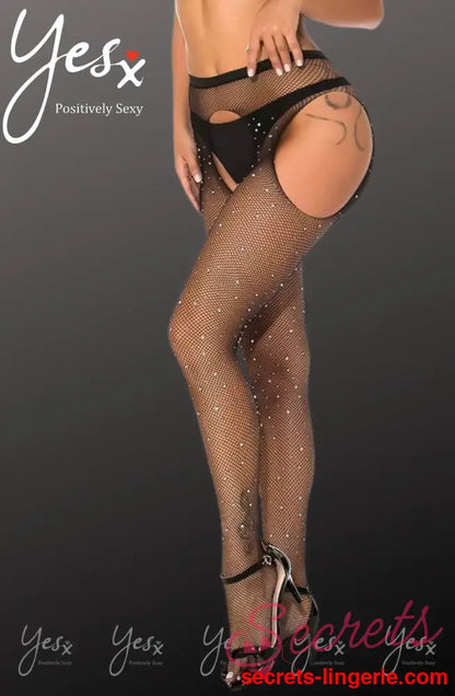 YesX YX850 Sparkly Fishnet Black - Black / XS/M