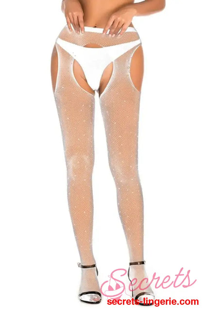 YesX YX851 Sparkly Fishnet White - White / XS/M