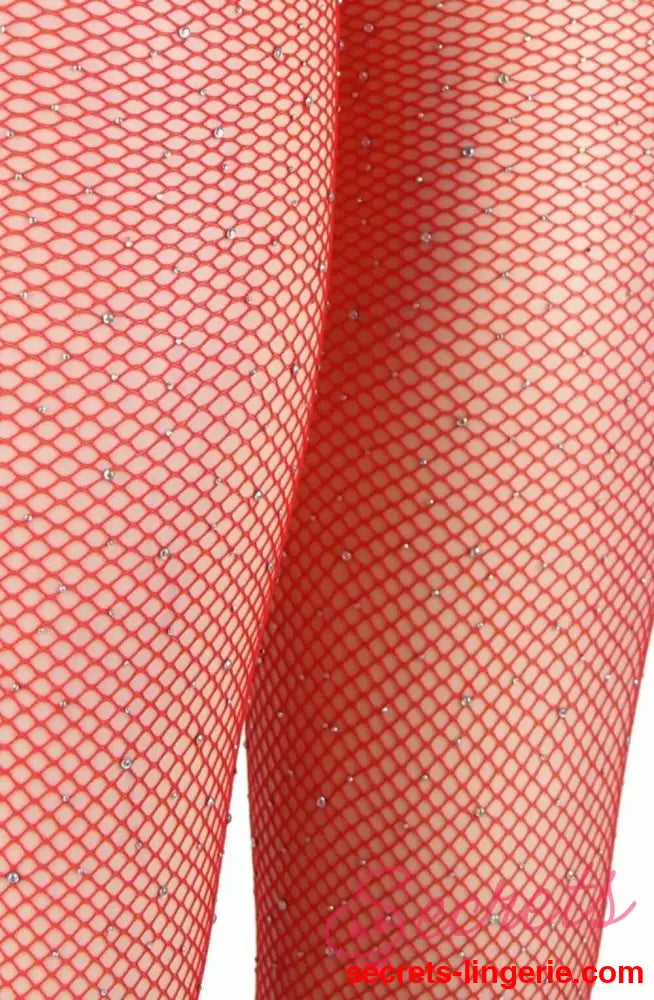 YesX YX852 Sparkly Fishnet Red - Red / XS/M