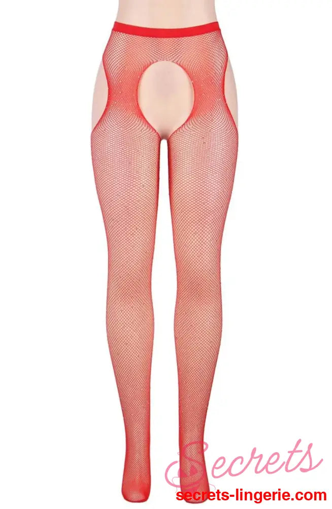 YesX YX852 Sparkly Fishnet Red - Red / XS/M