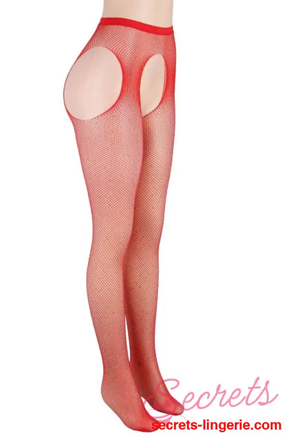 YesX YX852 Sparkly Fishnet Red - Red / XS/M