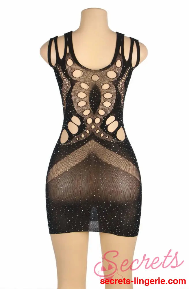 YesX YX853 Sparkly Black Dress - Black / One Size