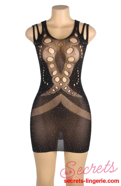 YesX YX853 Sparkly Black Dress - Black / One Size