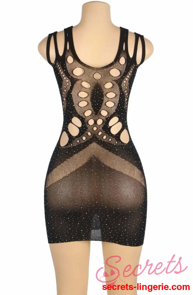 YesX YX853Q Sparkly Black Dress - Black / One Size (Plus)