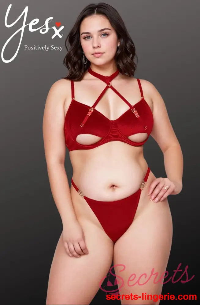 YesX YX872Q Hollow Cut Halter Bra Set Up To 2XL
