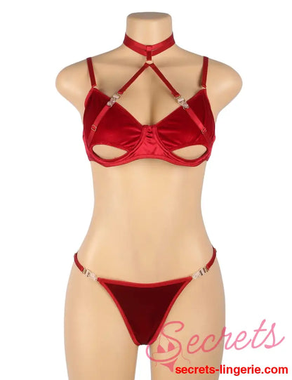 YesX YX872Q Hollow Cut Halter Bra Set Up To 2XL