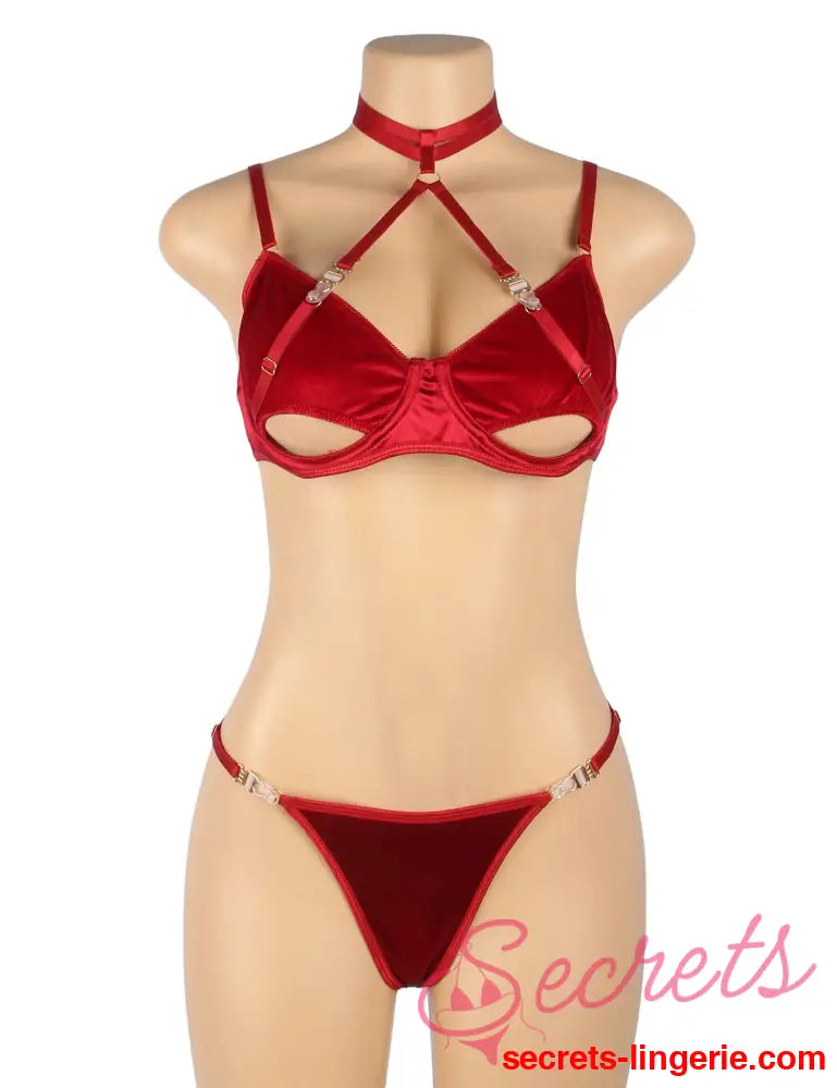 YesX YX872Q Hollow Cut Halter Bra Set Up To 2XL