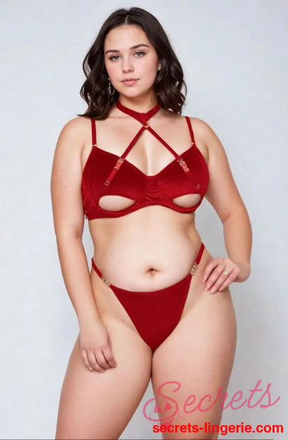 YesX YX872Q Hollow Cut Halter Bra Set Up To 2XL