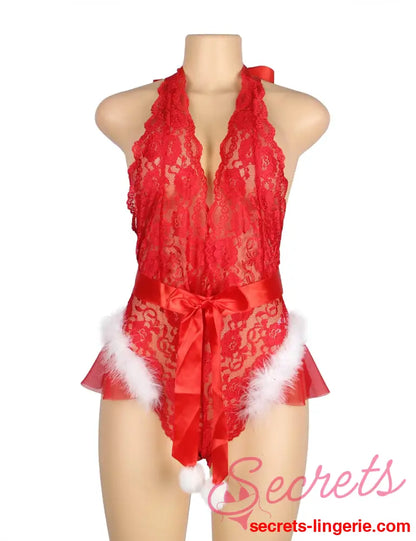 YesX YX874 Christmas Lace Halter Neck Teddy