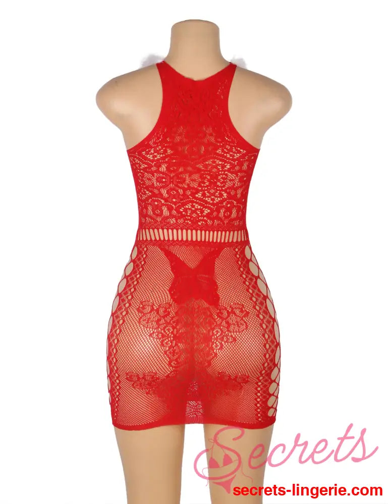 YesX YX877 Christmas Sexy Bodystocking Dress - Red / One Size (S-L)