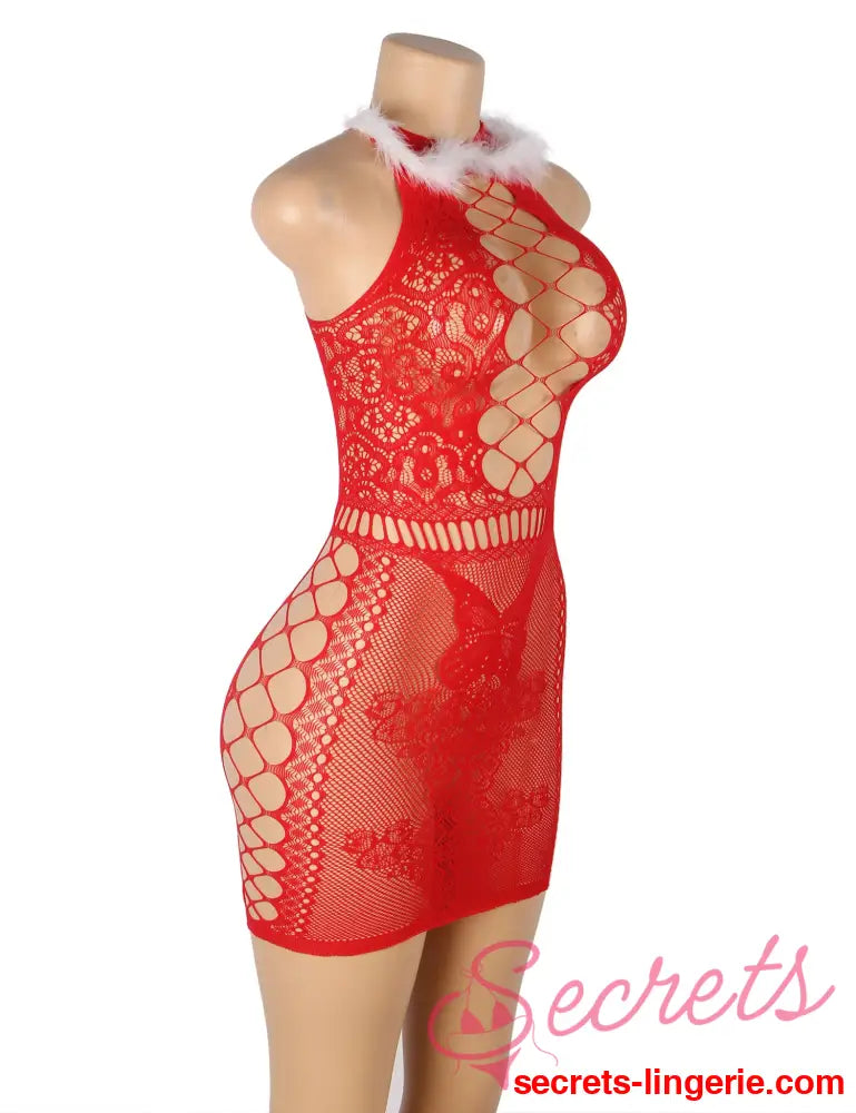 YesX YX877 Christmas Sexy Bodystocking Dress - Red / One Size (S-L)