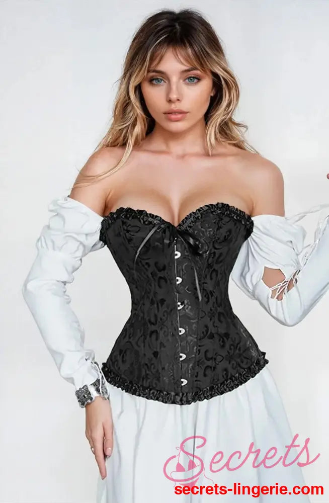 YesX YX886 Stunning Black Borcade Corset Up to 5XL