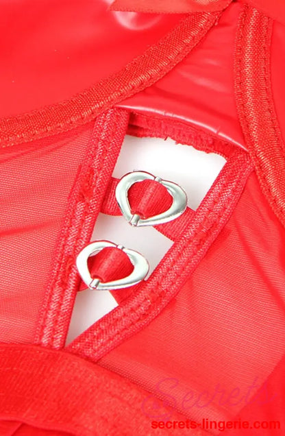 YesX YX891 Red Faux Leather Look & Mesh