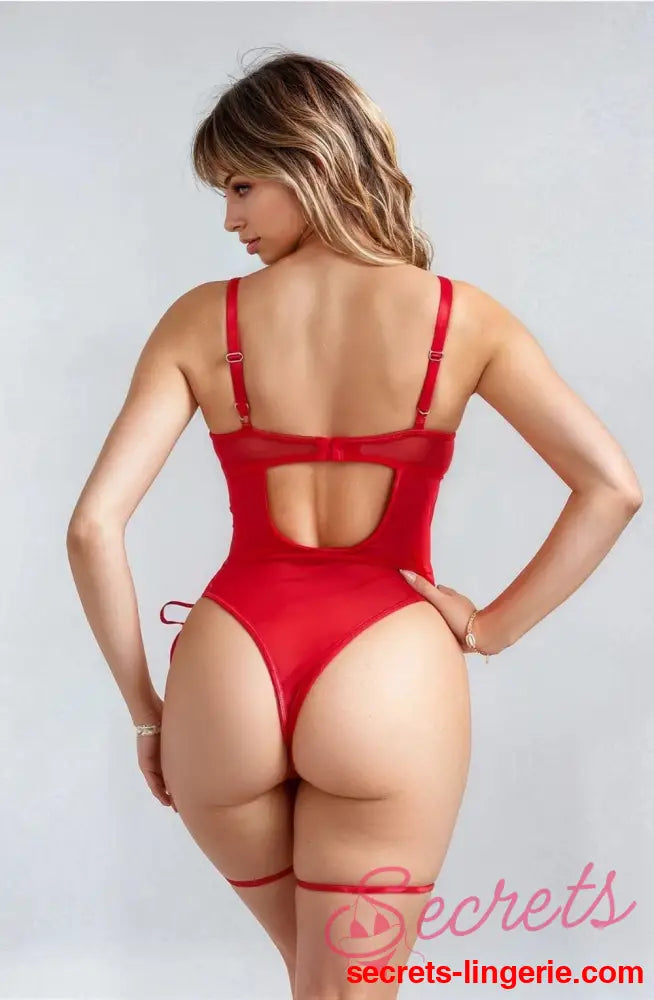 YesX YX891 Red Faux Leather Look & Mesh
