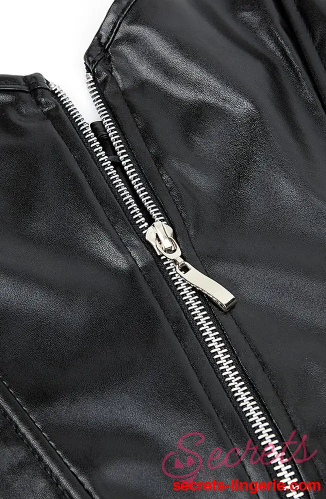 YesX YX897 Faux Leather Corset & Skirt