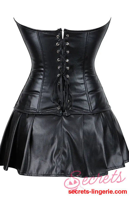 YesX YX897 Faux Leather Corset & Skirt