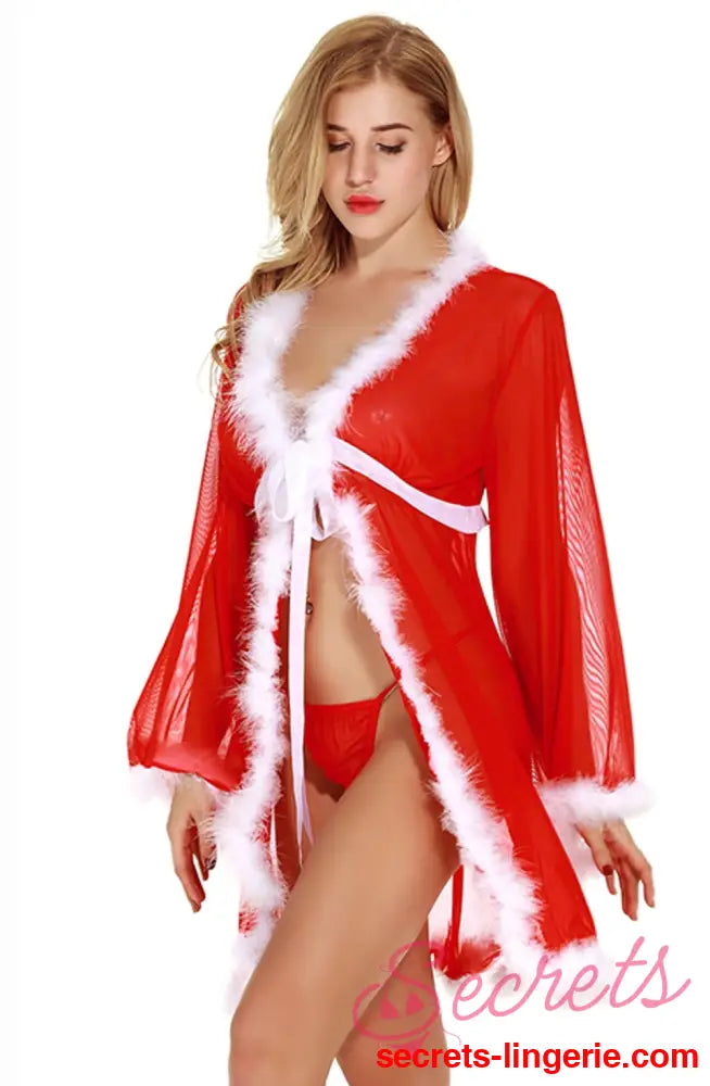 YesX YX948 Red/White Gown & Thong