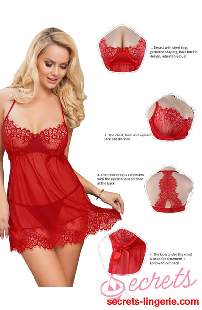 YesX YX952 Red Babydoll Set