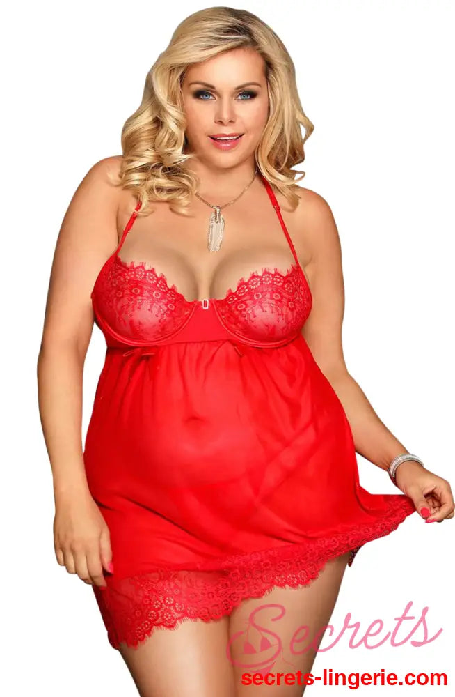 YesX YX952Q Red Babydoll Set
