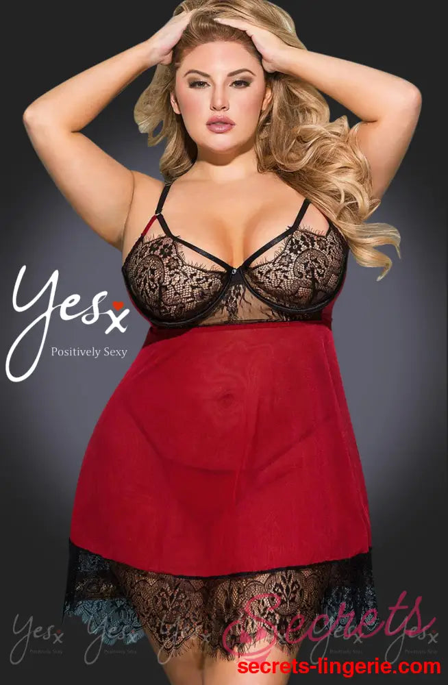 YesX YX958Q Black/Red Babydoll Set